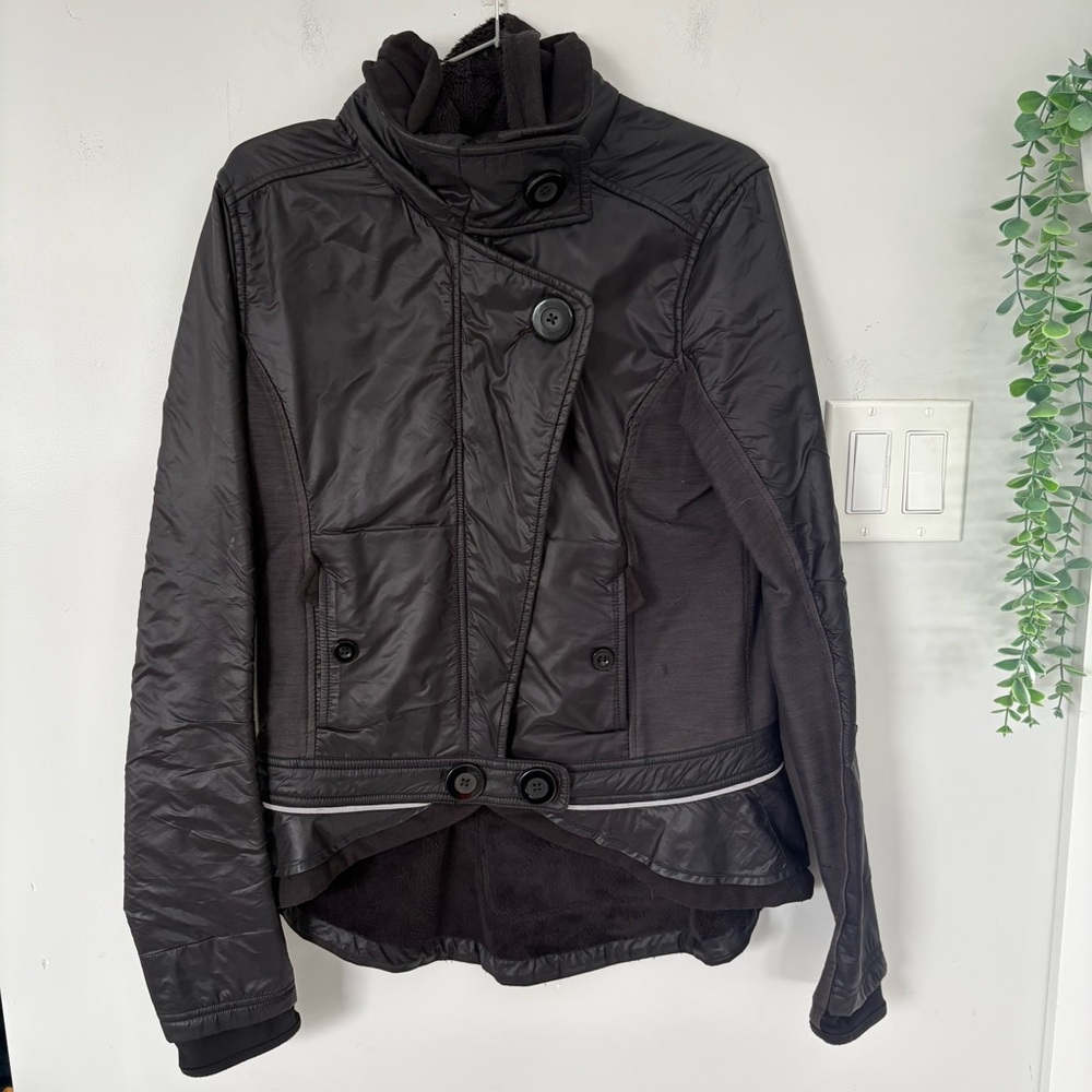 RARE Vintage Lululemon Asymmetric Peplum Button Jacket Black Size 8